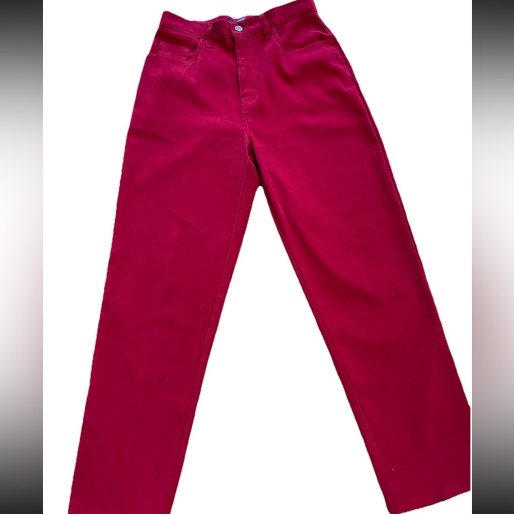 Bill Blass jeans stretch 1990s ladies size 8 red high rise pants mom tapered Mom